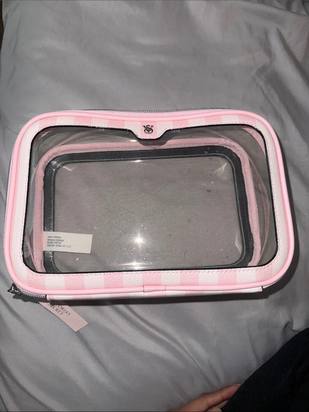 Victoria's Secret Pink and White Clear Cosmetics Bag